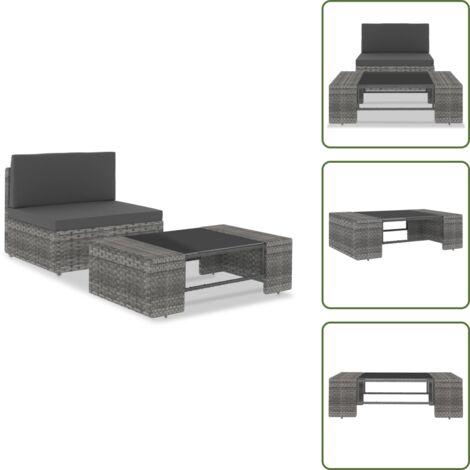 The Living Store Set Divani da Giardino 2 pz in Polyrattan Grigio - Set divani