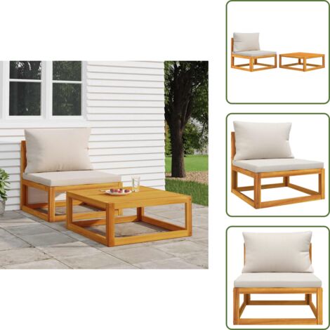 The Living Store Set Divani da Giardino 2pz con Cuscini Legno Massello di Acacia - Divano in legno