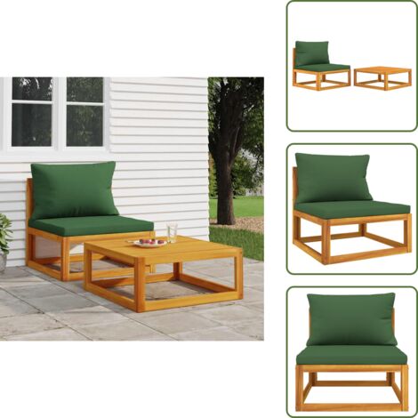 The Living Store Set Divani da Giardino 2pz con Cuscini Legno Massello di Acacia - Divano in legno