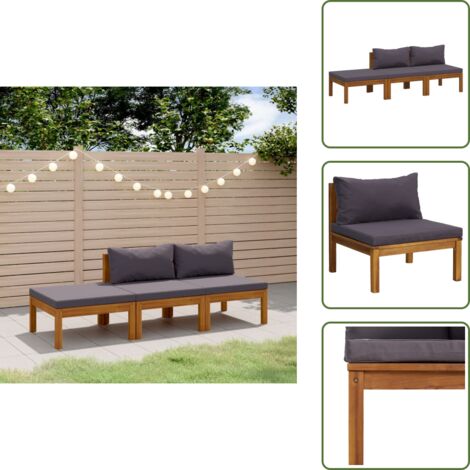 The Living Store Set Divani da Giardino 3 pz con Cuscini in Massello di Acacia - Divano in legno