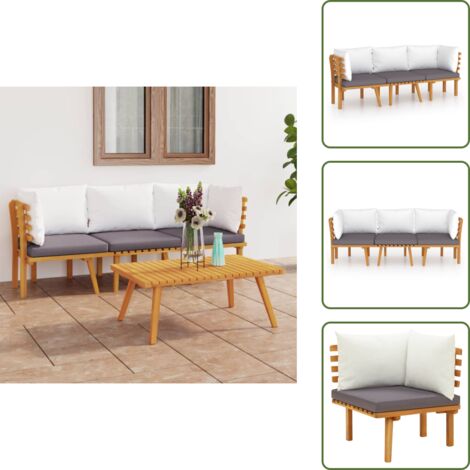 The Living Store Set Divani da Giardino 3 pz con Cuscini in Massello di Acacia - Divano in legno