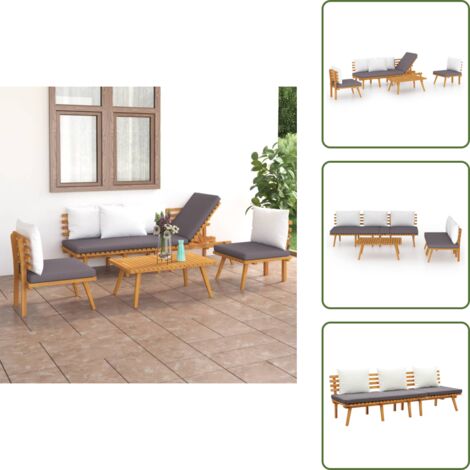 The Living Store Set Divani da Giardino 4 pz con Cuscini in Massello di Acacia - Divano in legno