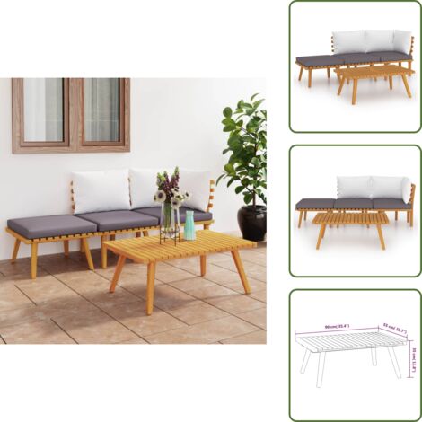 The Living Store Set Divani da Giardino 4 pz con Cuscini in Massello di Acacia - Divano in legno