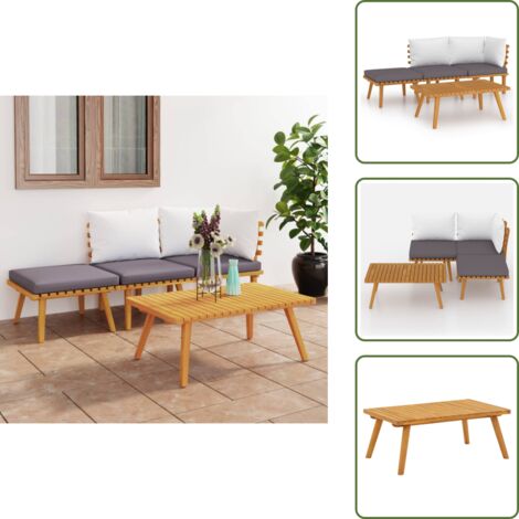 The Living Store Set Divani da Giardino 4 pz con Cuscini in Massello di Acacia - Divano in legno