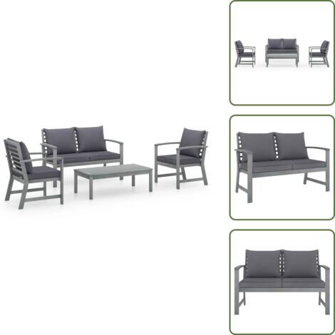 The Living Store Set Divani da Giardino 4 pz con Cuscini in Massello di Acacia - Divano in legno