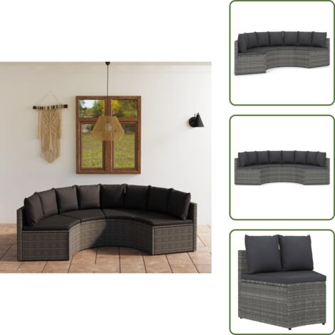 The Living Store Set Divani da Giardino 4 pz con Cuscini in Polyrattan Grigio - Set da giardino