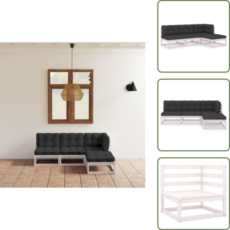 The Living Store Set Divani da Giardino 4 pz con Cuscini Legno Massello Pino - Divano da esterno