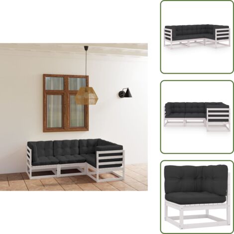 The Living Store Set Divani da Giardino 4 pz con Cuscini Legno Massello Pino - Divano da esterno