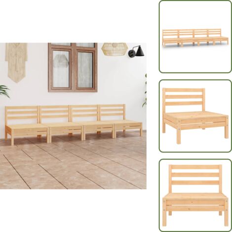 The Living Store Set Divani da Giardino 4 pz in Legno Massello di Pino - Salotto da giardino
