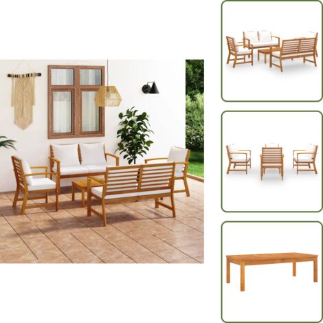 The Living Store Set Divani da Giardino 5 pz con Cuscini in Legno Acacia - Poltrona da giardino
