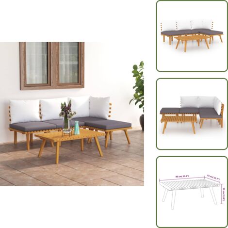 The Living Store Set Divani da Giardino 5 pz con Cuscini in Massello di Acacia - Divano in legno