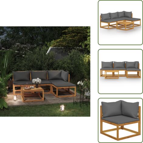 The Living Store Set Divani da Giardino 5 pz con Cuscini in Massello di Acacia - Divano in legno