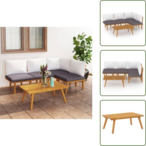 The Living Store Set Divani da Giardino 5 pz con Cuscini in Massello di Acacia - Divano in legno