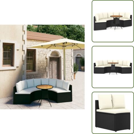 The Living Store Set Divani da Giardino 5 pz con Cuscini in Polyrattan Nero - Set da giardino