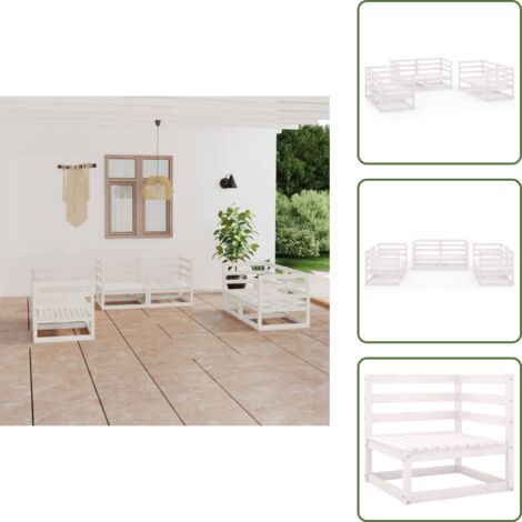 The Living Store Set Divani da Giardino 6 pz Bianco in Legno Massello di Pino - Divani da giardino