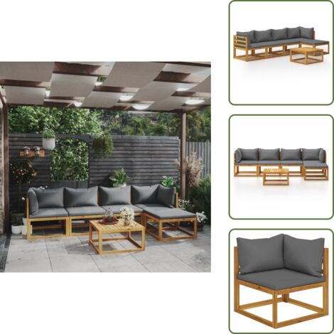 The Living Store Set Divani da Giardino 6 pz con Cuscini in Massello di Acacia - Divani in legno