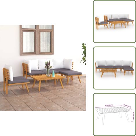 The Living Store Set Divani da Giardino 6 pz con Cuscini in Massello di Acacia - Divano in legno