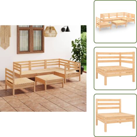 The Living Store Set Divani da Giardino 6 pz in Legno Massello di Pino - Divano in legno