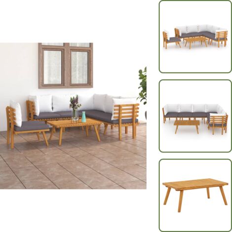 The Living Store Set Divani da Giardino 7 pz con Cuscini in Massello di Acacia - Divano in legno