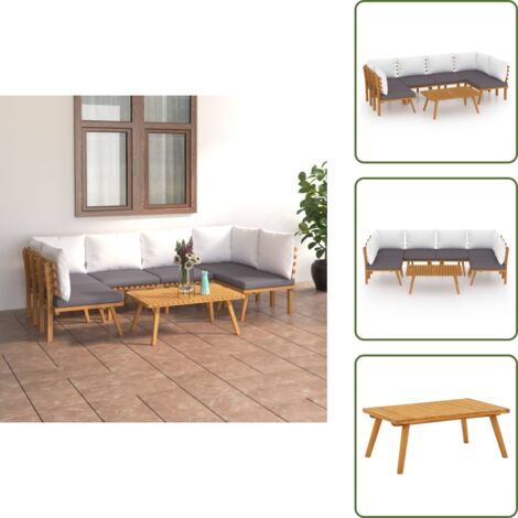 The Living Store Set Divani da Giardino 7 pz con Cuscini in Massello di Acacia - Divano in legno