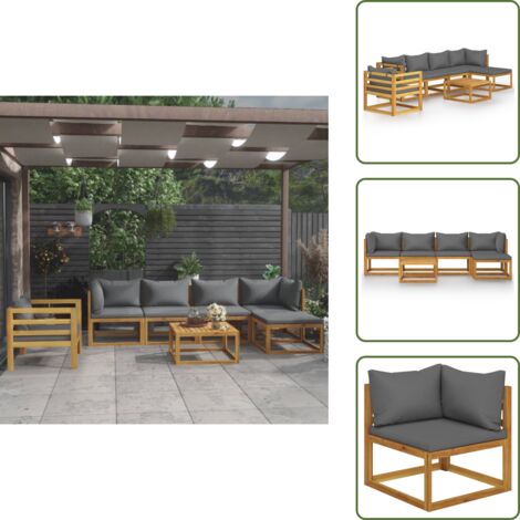 The Living Store Set Divani da Giardino 7 pz con Cuscini in Massello di Acacia - Sedute esterne
