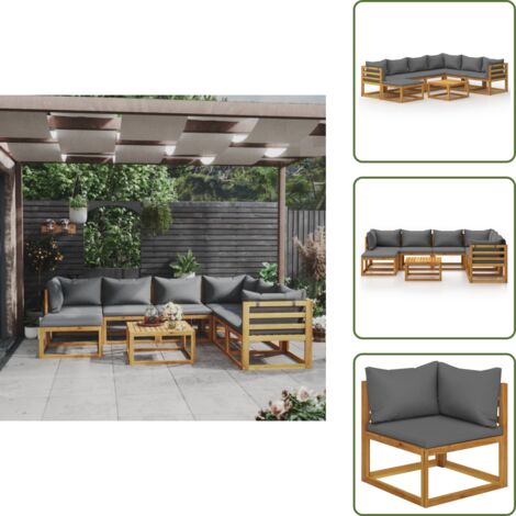 The Living Store Set Divani da Giardino 8 pz con Cuscini in Massello di Acacia - Divano in legno
