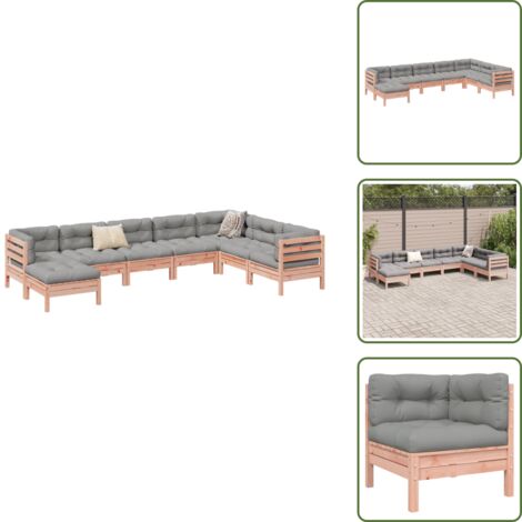 The Living Store Set Divani da Giardino 8 pz con Cuscini Massello Abete Douglas - Divano angolare