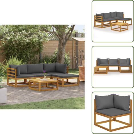 The Living Store Set Divani Giardino 5 pz con Cuscini Legno Massello di Acacia - Divano esterno