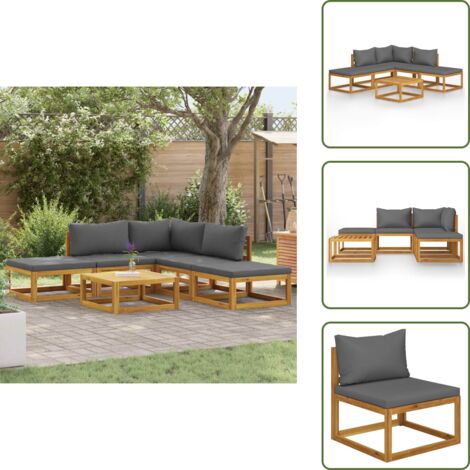 The Living Store Set Divani Giardino 6 pz con Cuscini Legno Massello di Acacia - Divano esterno