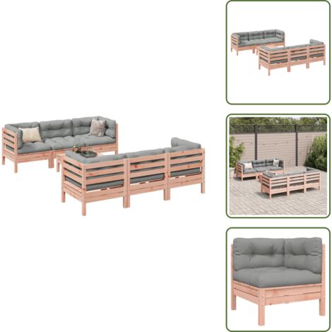 The Living Store Set Divani Giardino 7 pz Cuscini Legno Massello Abete Douglas - Sedute angolari