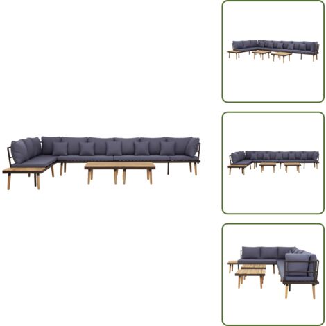 The Living Store Set Divani Giardino 8 Posti con Cuscini Legno Massello Acacia - Divani da patio