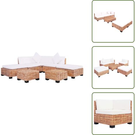 The Living Store Set Divano 18 pz in Rattan Naturale - Set di divani