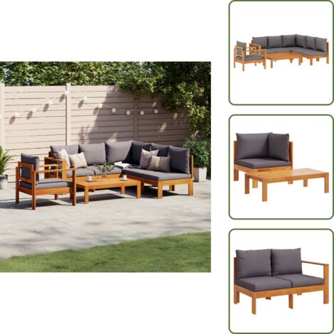 The Living Store Set Divano da Giardino 5 pz con Cuscini Legno Massello Acacia - Poltrona da giardino