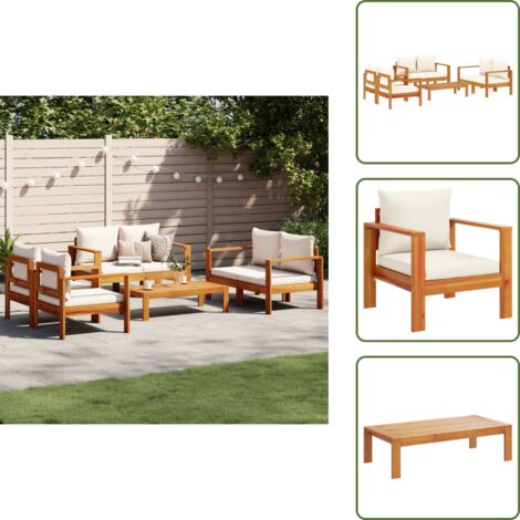 The Living Store Set Divano da Giardino 5 pz con Cuscini Legno Massello Acacia - Poltrona da giardino