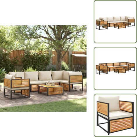 The Living Store Set Divano da Giardino 7 pz con Cuscini Legno Massello Acacia - Sedute angolari