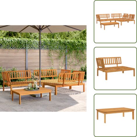 The Living Store Set Divano Pallet da Giardino 4 pz in Legno Massello di Acacia - Tavolo da giardino
