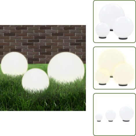 The Living Store Set Lampade a LED Sferiche 3 pz in PMMA 20/30/40cm - Illuminazione esterna