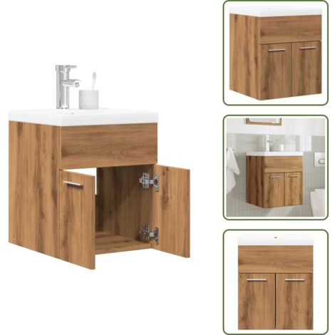 The Living Store Set Mobili da Bagno 2 pz Rovere Artigianale Legno Multistrato - Armadietto in legno