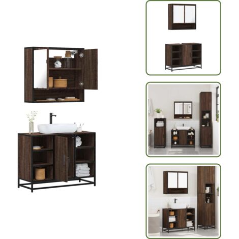 The Living Store Set Mobili da Bagno 2 pz Rovere Marrone in Legno Multistrato - Mobile da bagno