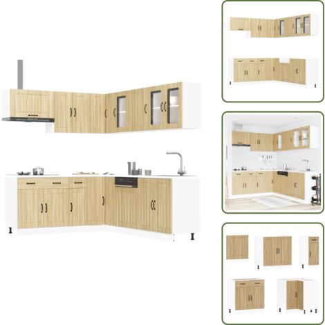 The Living Store Set Mobili da Cucina 11 pz Lucca Rovere Sonoma in Truciolato - Mobili da cucina in truciolato