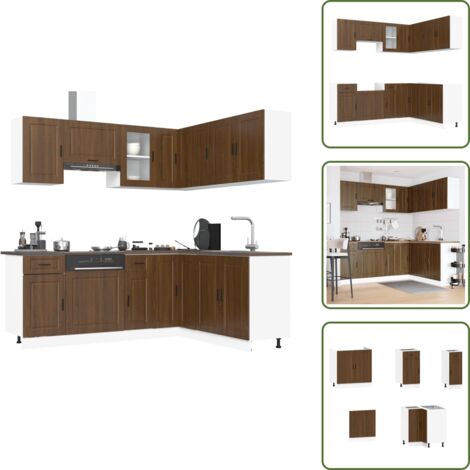 The Living Store Set Mobili da Cucina 11 pz Porto Rovere Marrone in Truciolato - Mobili da cucina in truciolato