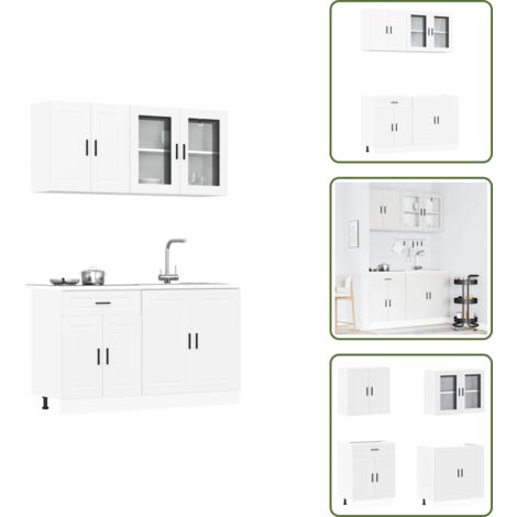 The Living Store Set Mobili da Cucina 4 pz Porto Bianchi Legno Multistrato - Mobili da cucina