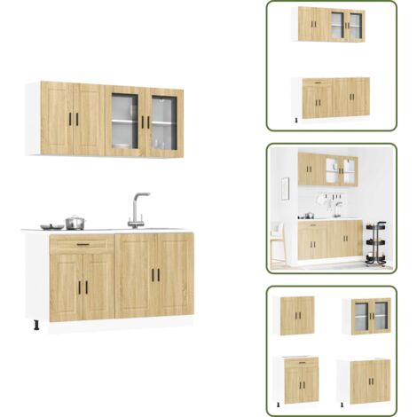 The Living Store Set Mobili da Cucina 4 pz Porto Rovere Sonoma in Truciolato - Truciolato