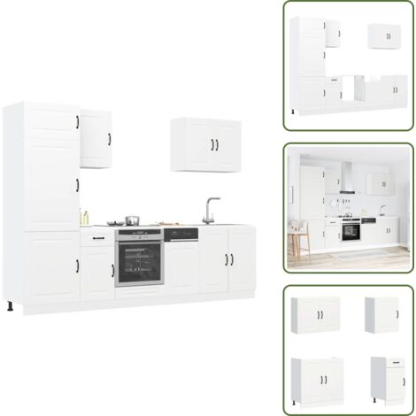 The Living Store Set Mobili da Cucina 7 pz Kalmar Bianco Legno Multistrato - Armadi da cucina