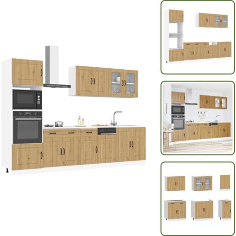 The Living Store Set Mobili da Cucina 7 pz Kalmar Rovere Artigianale Truciolato - Armadio da cucina