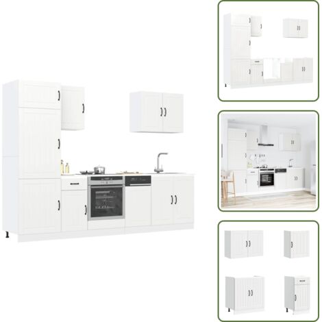 The Living Store Set Mobili da Cucina 7 pz Lucca Bianco Legno Multistrato - Armadi da cucina