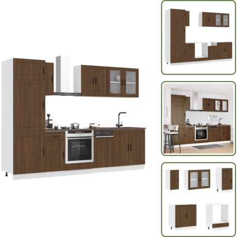 The Living Store Set Mobili da Cucina 8 pz Kalmar Rovere Marrone in Truciolato - Armadi da cucina