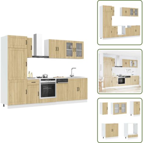 The Living Store Set Mobili da Cucina 8 pz Lucca Rovere Sonoma in Truciolato - Mobili da cucina in truciolato