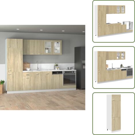 The Living Store Set Mobili da Cucina 8pz “Lyon” Rovere Sonoma in Truciolato - Armadio da cucina