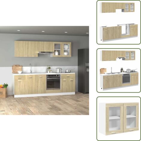 The Living Store Set Mobili da Cucina 8pz “Lyon” Rovere Sonoma in Truciolato - Mobili da cucina